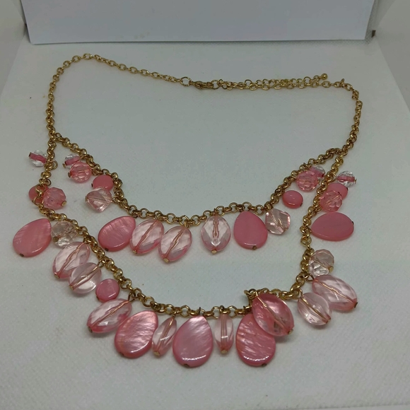 Pink and Gold Bead Necklace - Picture 6 of 7
